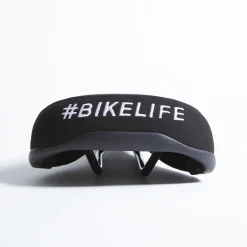Selle BIKELIFE Noire Logo Blanc -France Accessoires Vélo Soldes Boutique selle bikelife noire logo blanc 2