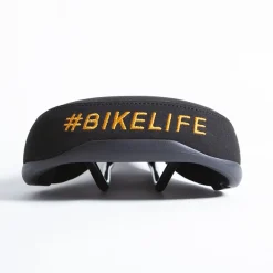 Selle BIKELIFE Noire Logo Orange -France Accessoires Vélo Soldes Boutique selle bikelife noire logo orange 2