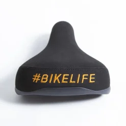 Selle BIKELIFE Noire Logo Orange -France Accessoires Vélo Soldes Boutique selle bikelife noire logo orange 3