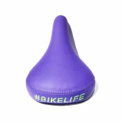 Selle BIKELIFE Violette Logo Vert -France Accessoires Vélo Soldes Boutique selle bikelife violette logo vert 3